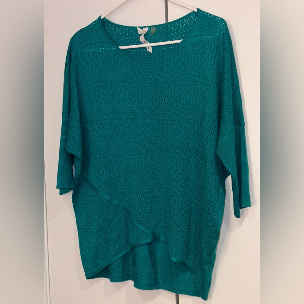 Ny Collection Teal Knit Top. Size M